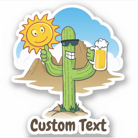 Cactus met bier sticker (Voorkant)