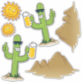 Cactus met Bier Sticker Set (Voorkant)