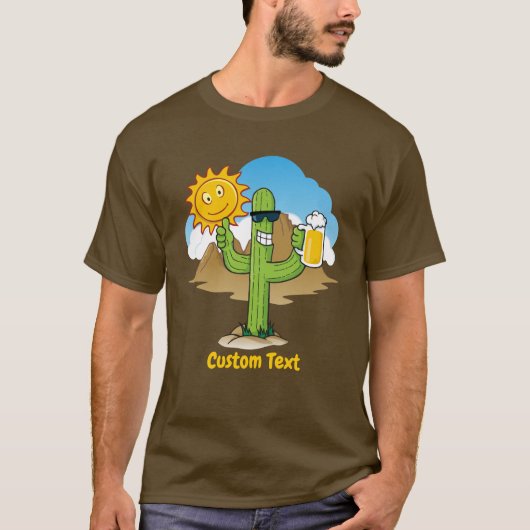 Cactus met bier t-shirt (Voorkant)