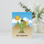 Cactus met bier verticaal briefkaart (Staand voorkant)