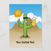Cactus met bier verticaal briefkaart (Voorkant)