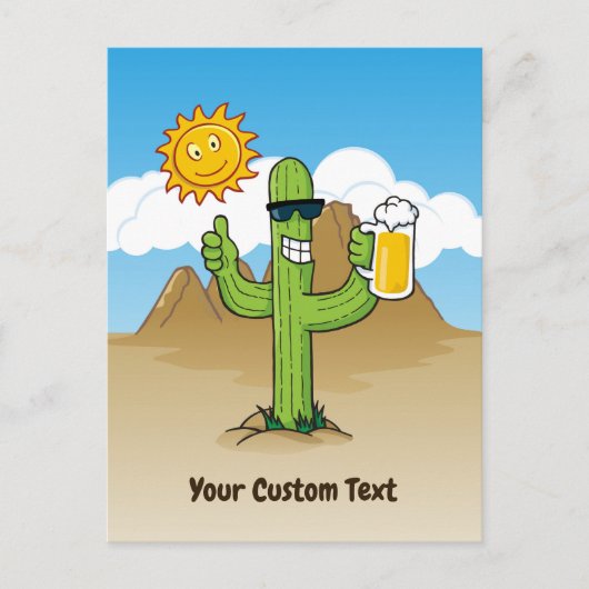 Cactus met bier verticaal briefkaart (Voorkant)