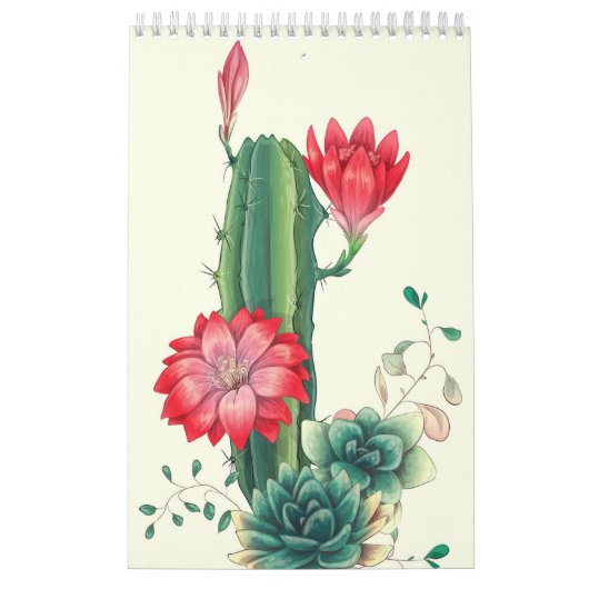 Cactus met bloemen kalender (Hoes)