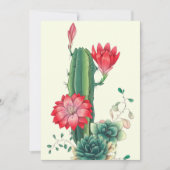 Cactus met bloemen save the date (Voorkant)