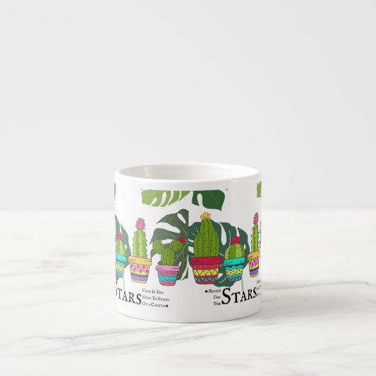 CACTUS MET CITATEN EN GROTE BLADEREN ESPRESSO KOP (Voorkant)