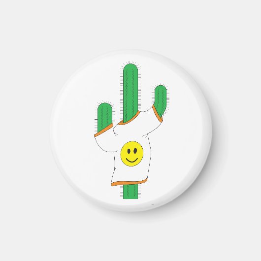 Cactus met een gelukkig shirt magneet (Voorkant)