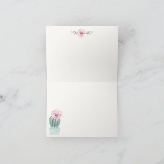 Cactus met Flower en Gecko Zuidwest Bedankkaart (Binnen)