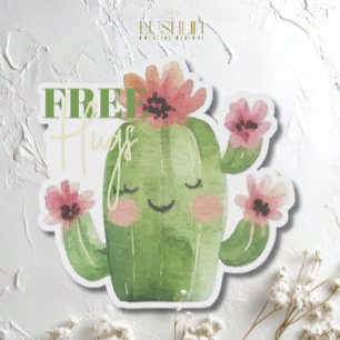 Cactus met Gratis Knuffels – Mooie Succulent Plant Sticker