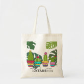 CACTUS MET GROTE BLADEREN EN QUOTE TOTE BAG (Voorkant)
