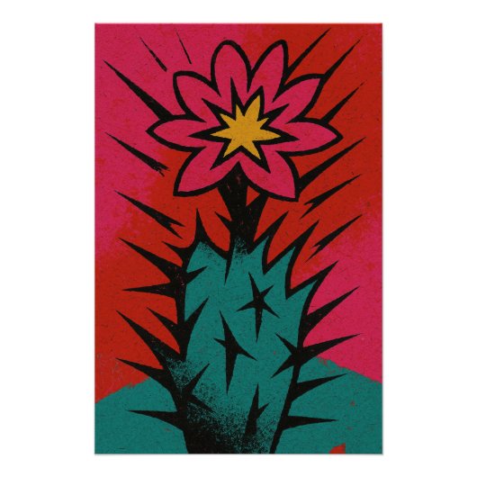 Cactus met heldere bloem perfect poster (Voorkant)