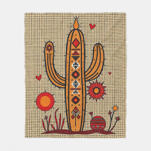 Cactus met Indiaanse en Mexicaanse motieven Fleece Deken