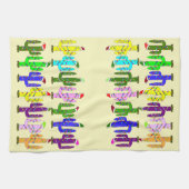 Cactus met kerstmutsen Kerstmis Theedoek (Horizontaal)