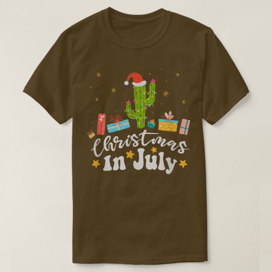 Cactus met lichte lichte Mannen Vrouw Kinder Kerst T-shirt (Design voorkant)