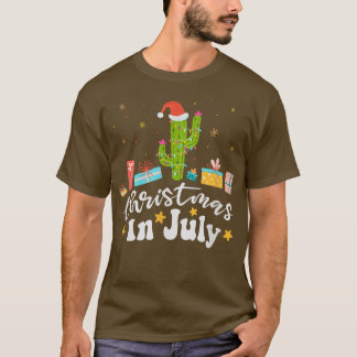 Cactus met lichte lichte Mannen Vrouw Kinder Kerst T-shirt