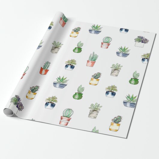 Cactus met planterpatroon cadeaupapier (Uitgerold)