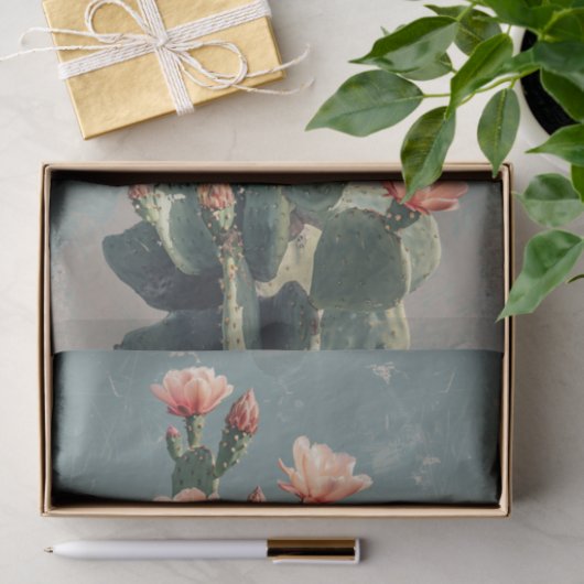  Cactus met Roze Bloemen Decoupage Tissuepapier (Geschenk)