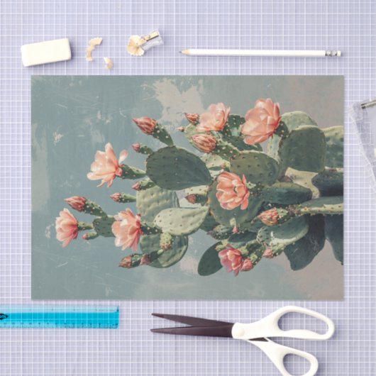  Cactus met Roze Bloemen Decoupage Tissuepapier (Craft)