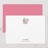Cactus met Roze Hart Notitiekaartje (Voorkant / Achterkant)