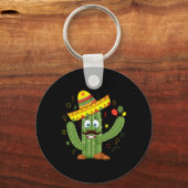 Cactus met Sombrero Mexicaanse Fiesta Cinco de Ma Sleutelhanger (Voorkant)