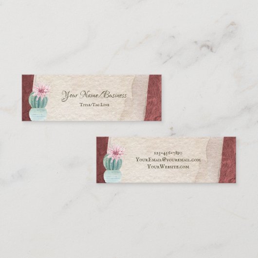 Cactus met ventilator - Stucco Soutwestern Mini Visitekaartje (Voorkant / Achterkant)