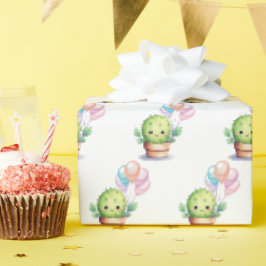 Cactus met Verjaardag Ballon Boeket Cadeaupapier