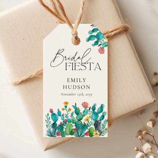Cactus Mexicaans Feest Bruidsborrel Cadeaulabel
