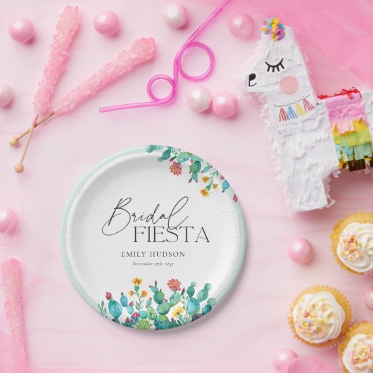 Cactus Mexicaans Feest Bruidsjurk Shower Papieren Bordje (Feest)