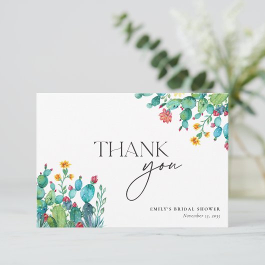 Cactus Mexicaans Feest Bruiloft Bedankkaart (Staand voorkant)