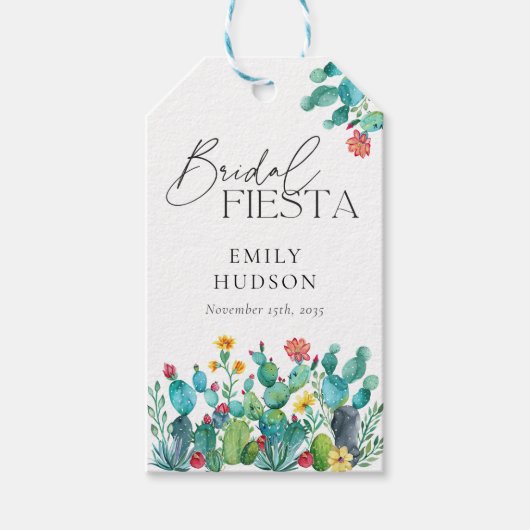 Cactus Mexicaans Feest Bruiloft Cadeaulabel (Voorkant)
