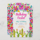 Cactus Mexicaanse bloem 1e verjaardag Fiesta Kaart (Voorkant / Achterkant)