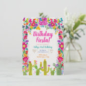 Cactus Mexicaanse bloem 1e verjaardag Fiesta Kaart (Staand voorkant)