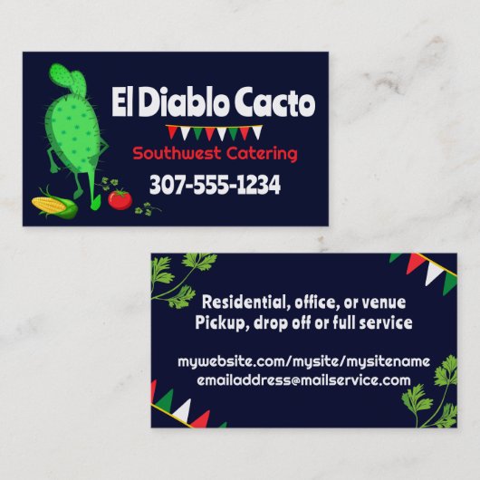 Cactus Mexicaanse Zuidwestelijke keuken catering Visitekaartje (Voorkant / Achterkant)