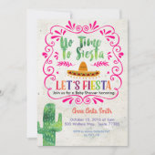 Cactus Mexican Baby shower Invitation Gold Kaart (Voorkant)