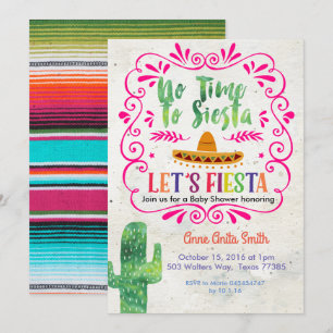 Cactus Mexican Baby shower Invitation Gold Kaart