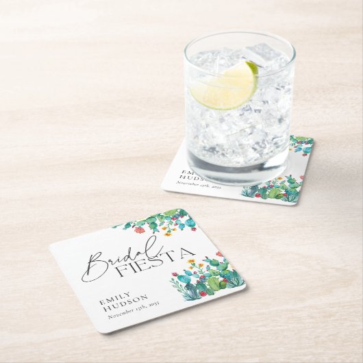 Cactus Mexican Fiesta Bruiloftsfeest Kartonnen Onderzetters (Insitu)