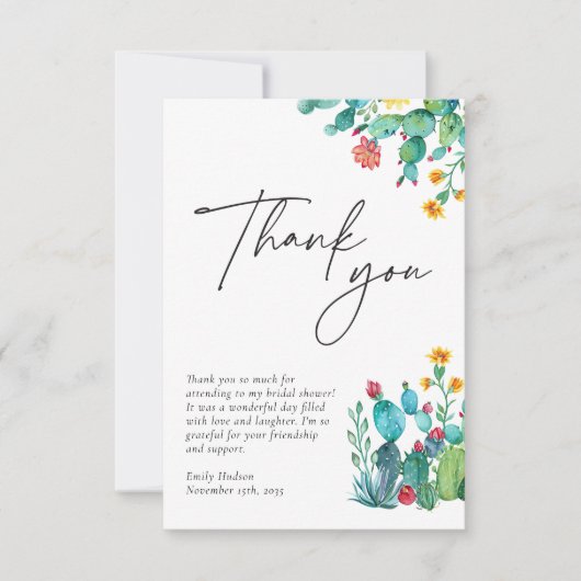 Cactus Mexican Fiesta Vrijgezellenfeest Bedankkaart (Voorkant)