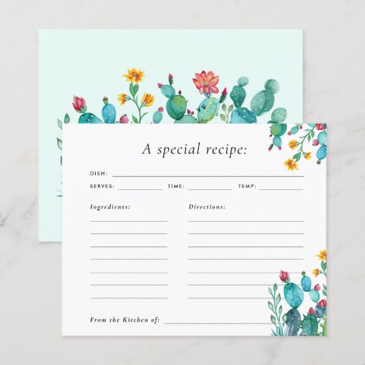 Cactus Mexican Fiesta Vrijgezellenfeest Recept Kaa (Voorkant / Achterkant)