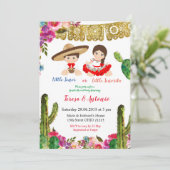 Cactus Mexican Gender Reveal Baby shower Kaart (Staand voorkant)