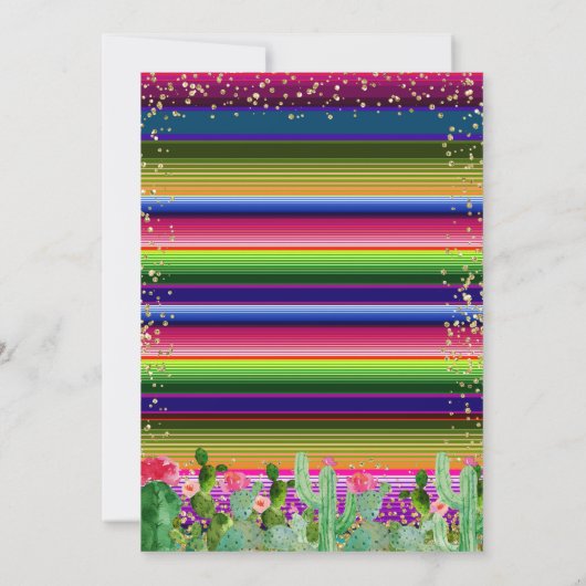 Cactus Mexican Gender Reveal Baby shower Kaart (Achterkant)