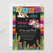 Cactus Mexican Gender Reveal Baby shower Uitnodige Kaart (Voorkant)