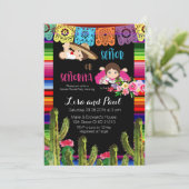 Cactus Mexican Gender Reveal Baby shower Uitnodige Kaart (Staand voorkant)