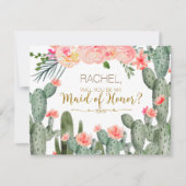 Cactus Mexican Will You Be My Maid of Honor Kaart (Voorkant)