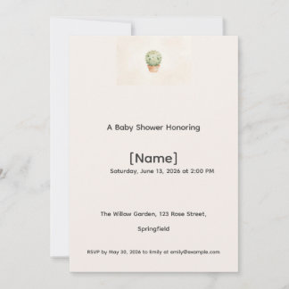 Cactus Mini Baby Shower Uitnodiging, Bewerkbaar Kaart