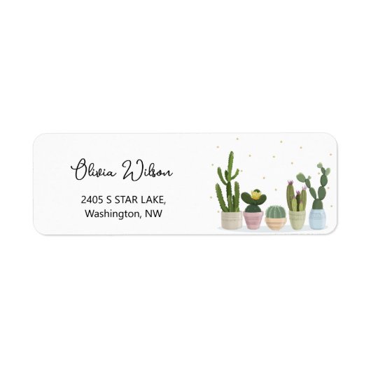 Cactus minimalist Return Address Etiket (Voorkant)