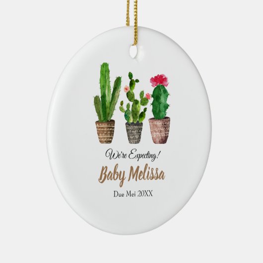 Cactus minimalist We verwachten ouders cadeau Keramisch Ornament (Rechts)