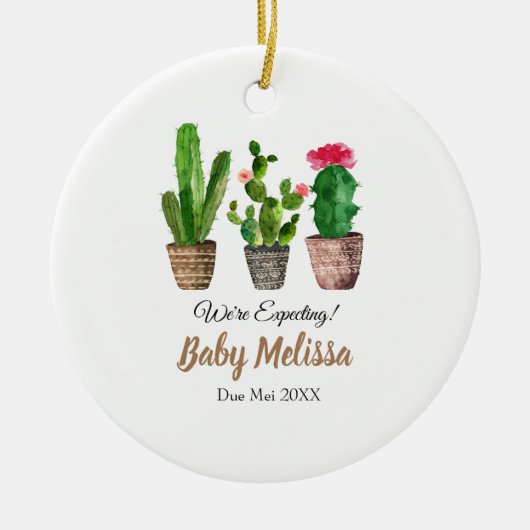 Cactus minimalist We verwachten ouders cadeau Keramisch Ornament (Voorkant)
