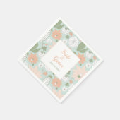 Cactus Mint Peach Floral Pattern Servet (Hoek)