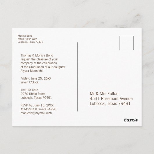 Cactus Modern Rustic Wood Foto Afstuderen Briefkaart (Achterkant)