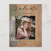 Cactus Modern Rustic Wood Foto Afstuderen Briefkaart (Voorkant)