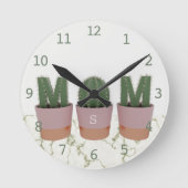 Cactus Mom Monogrammed Keuken Muur Klok (Voorkant)